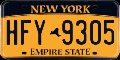 NY license plate HFY9305