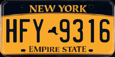 NY license plate HFY9316