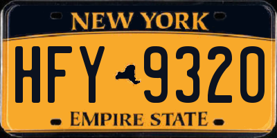 NY license plate HFY9320