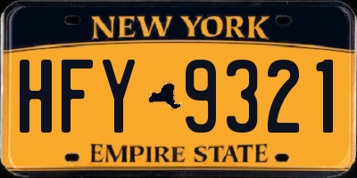 NY license plate HFY9321