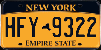 NY license plate HFY9322