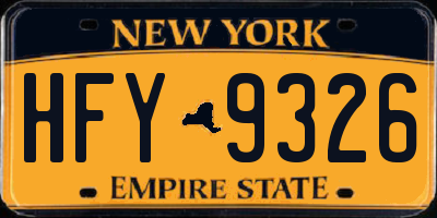 NY license plate HFY9326
