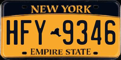 NY license plate HFY9346