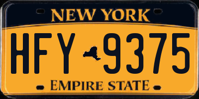 NY license plate HFY9375