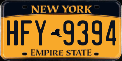 NY license plate HFY9394