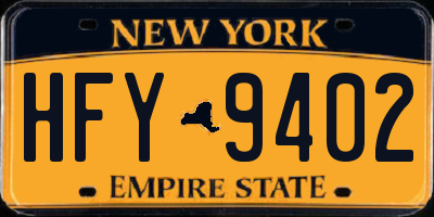 NY license plate HFY9402