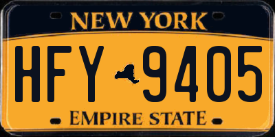 NY license plate HFY9405