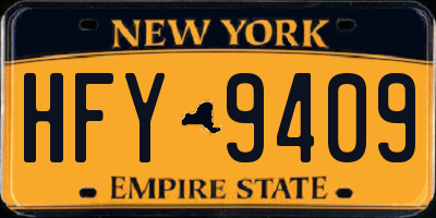 NY license plate HFY9409