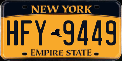 NY license plate HFY9449