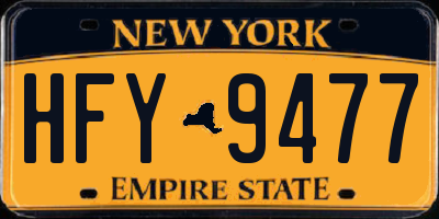 NY license plate HFY9477