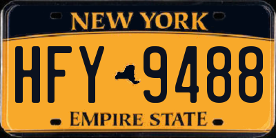 NY license plate HFY9488