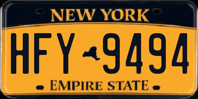 NY license plate HFY9494