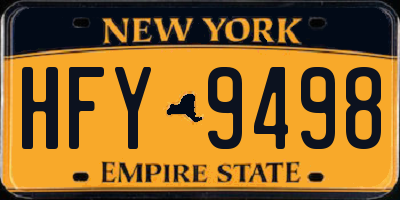 NY license plate HFY9498