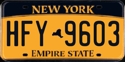 NY license plate HFY9603