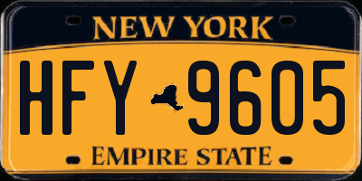 NY license plate HFY9605