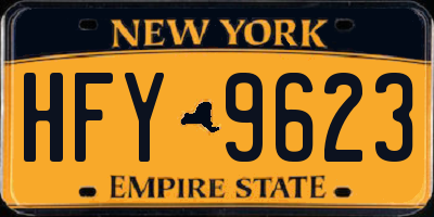 NY license plate HFY9623
