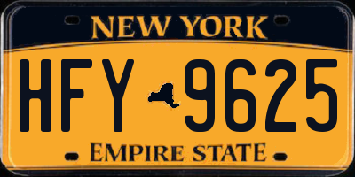NY license plate HFY9625
