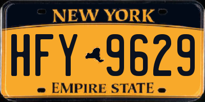 NY license plate HFY9629