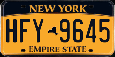 NY license plate HFY9645