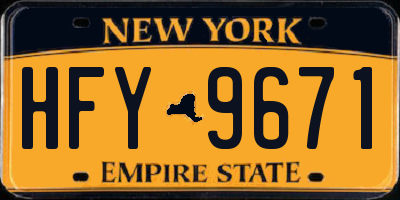 NY license plate HFY9671