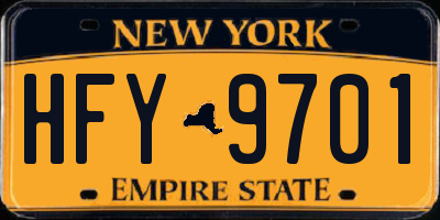 NY license plate HFY9701
