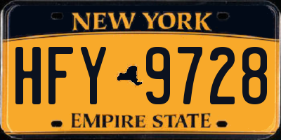 NY license plate HFY9728