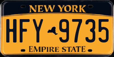 NY license plate HFY9735