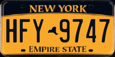 NY license plate HFY9747