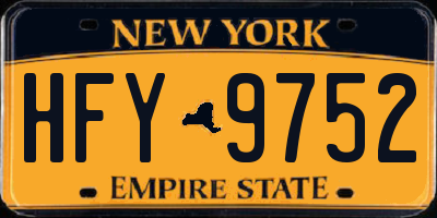 NY license plate HFY9752