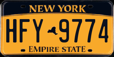 NY license plate HFY9774