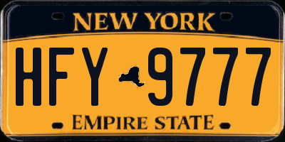 NY license plate HFY9777