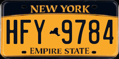 NY license plate HFY9784