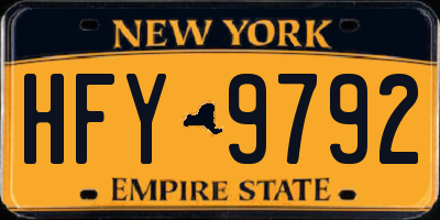 NY license plate HFY9792