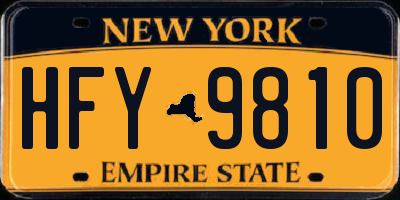 NY license plate HFY9810