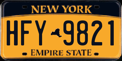 NY license plate HFY9821