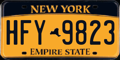 NY license plate HFY9823