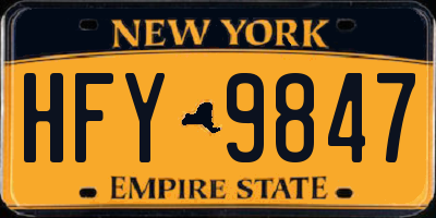 NY license plate HFY9847