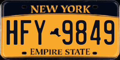 NY license plate HFY9849
