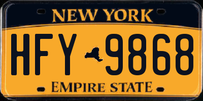 NY license plate HFY9868