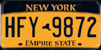 NY license plate HFY9872