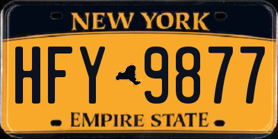 NY license plate HFY9877