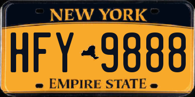 NY license plate HFY9888