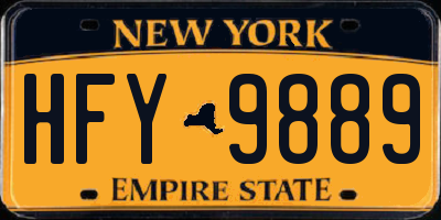 NY license plate HFY9889