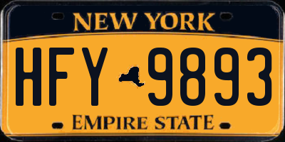 NY license plate HFY9893