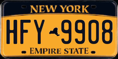 NY license plate HFY9908