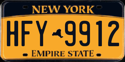 NY license plate HFY9912