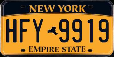 NY license plate HFY9919