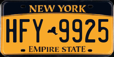 NY license plate HFY9925