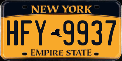 NY license plate HFY9937