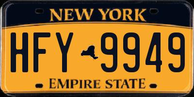 NY license plate HFY9949